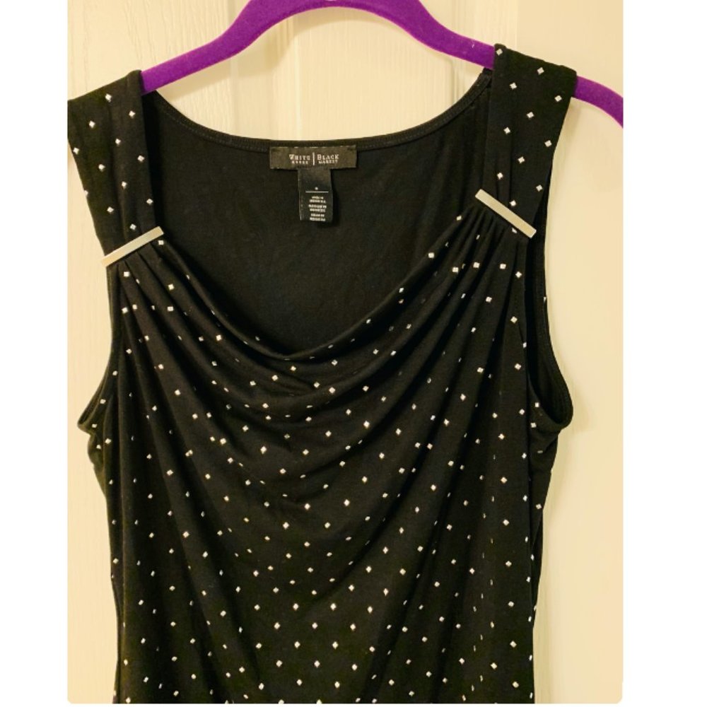 WHBM Top, Black with silver diamond studs.